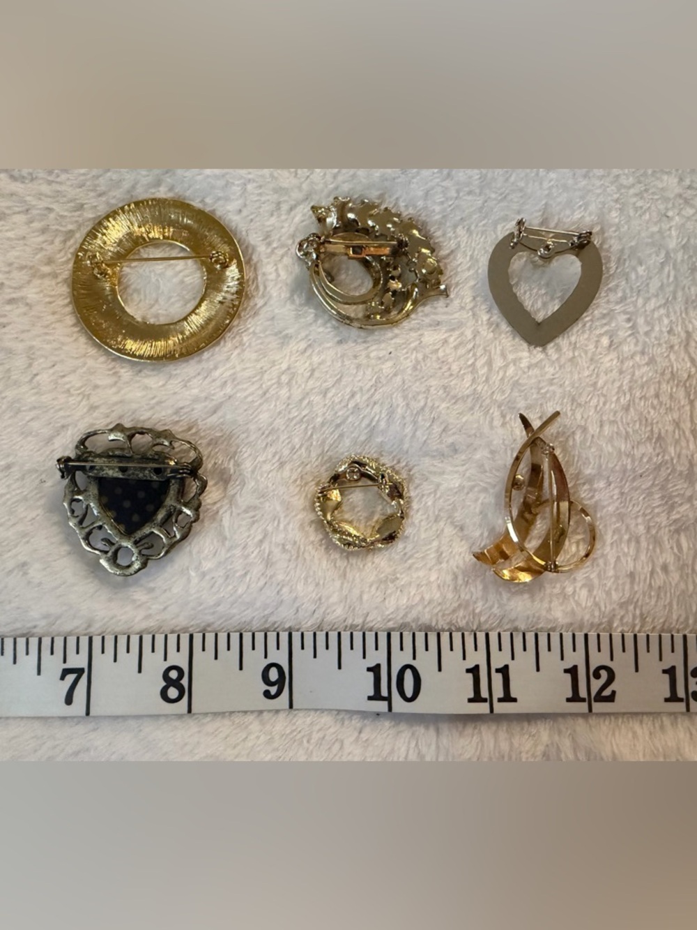 6 Vintage Gold & Silver-Tone Brooches Lot - Picture 3 of 5